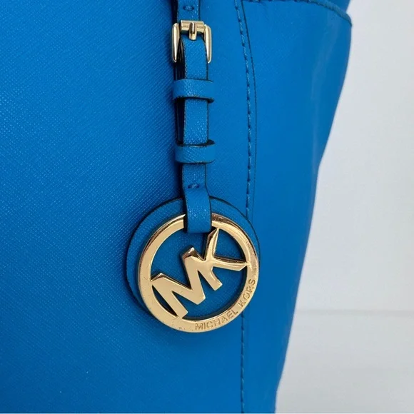 Michael Kors Large Electric Blue Saffiano Leather Top Zip Tote Shoulder Bag - Picture 4 of 16
